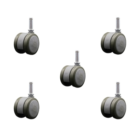 Service Caster 2'' Gray Floor Safe Twin Wheel Casters 7/16 Grip Ring Stem, 5PK SCC-GR02S50-TPR-GRY-716176-5